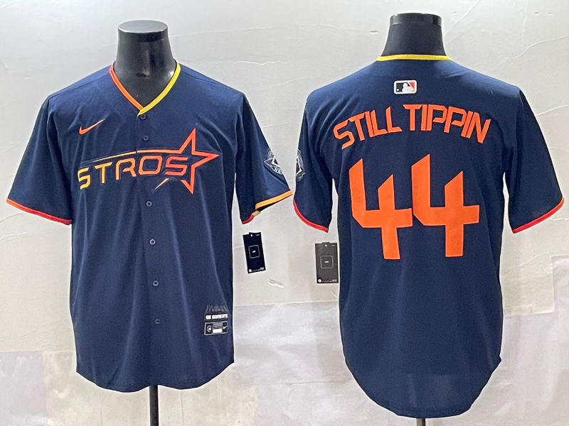 Men 2025 Houston Astros #44 Still Tippin Blue Three generations Joint Name Nike MLB Jersey style 1